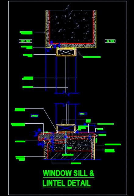 Window Sill & Lintel CAD Detail Design with UPVC Frame